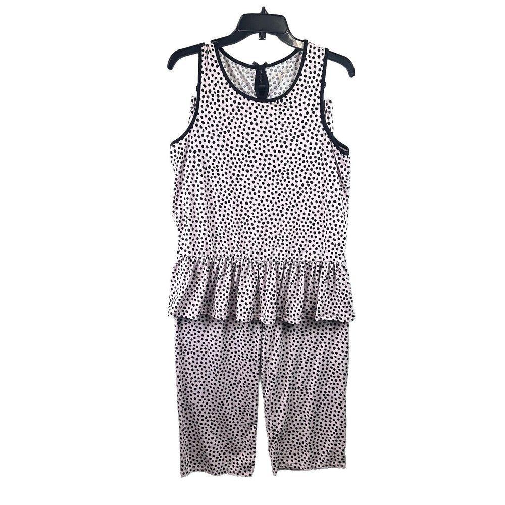 Kate Spade Blush Pink Black Polka‎ Dot Soft Knit Pajama Lounge Set Size Small